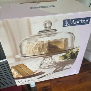 Anchor Victoria Glass Pedestal Cake Stand with Dome Lid